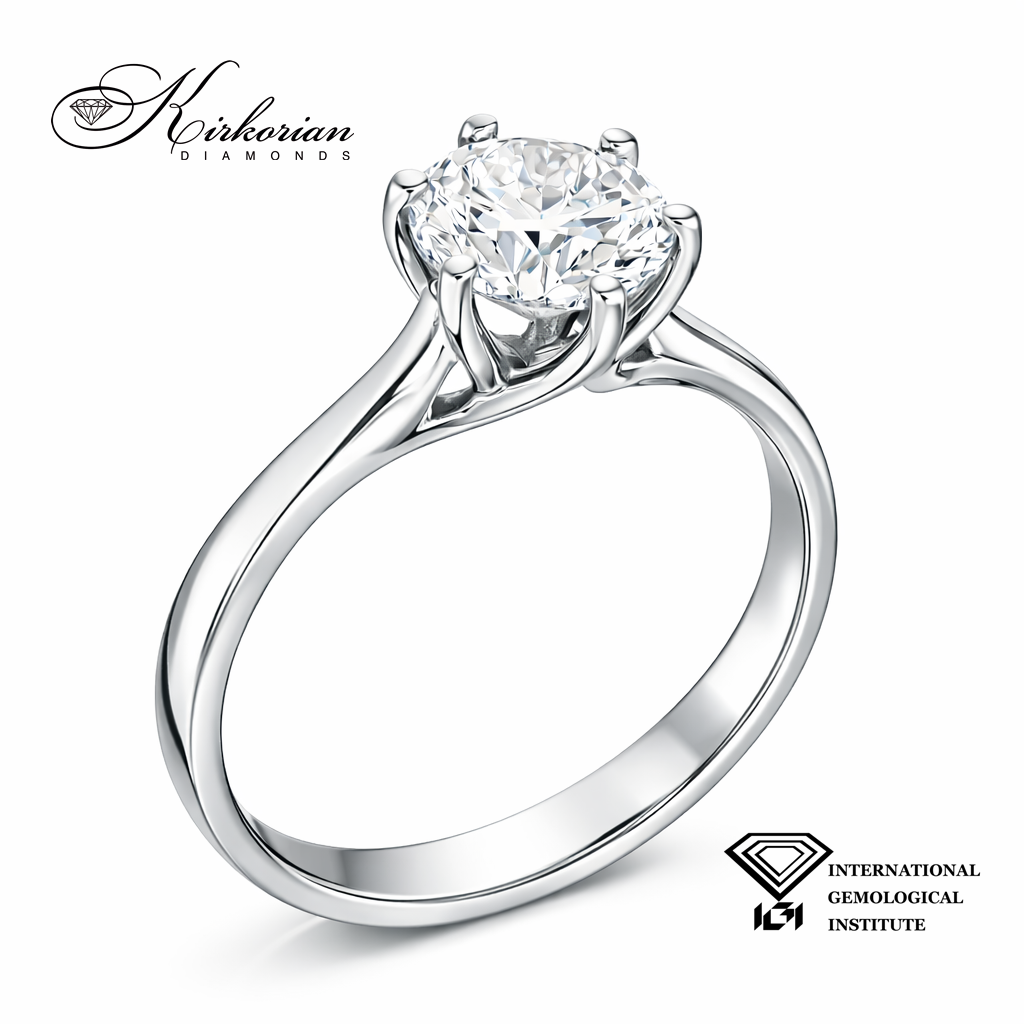 Елегантен годежен пръстен с 1.03ct лабораторно отгледан диамант | 14K бяло злато | Код: LG626A