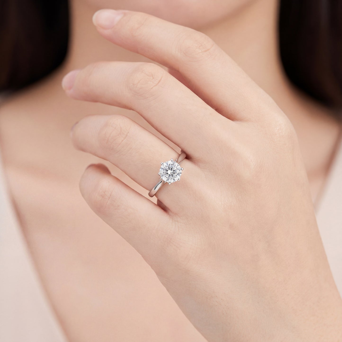 Елегантен годежен пръстен с 1.03ct лабораторно отгледан диамант | 14K бяло злато | Код: LG626A