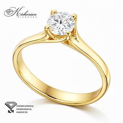 Годежен пръстен от жълто злато 14К с лабораторен диамант 0.50 ct D VVS1 – цени от производител
