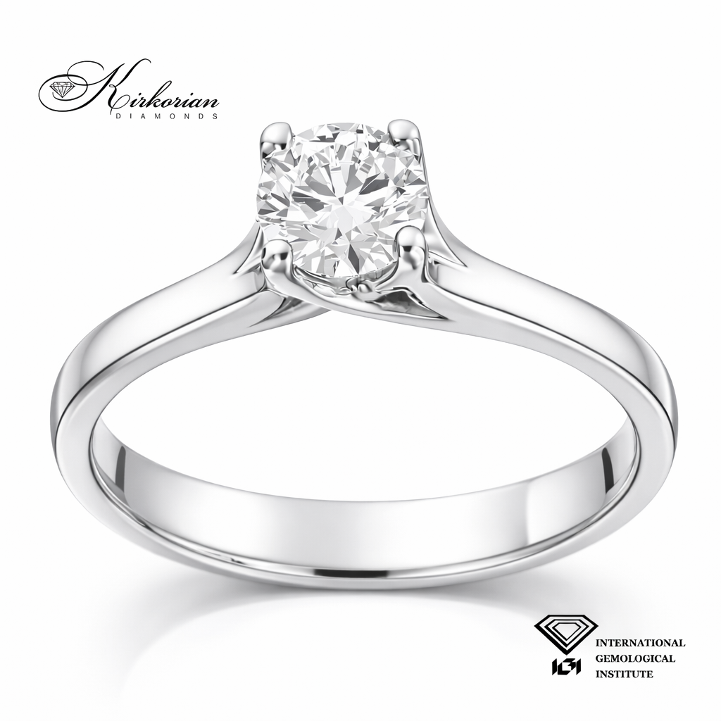Годежен пръстен от бяло злато 14К с диамант 0.50 ct IGI – Цени от производител
