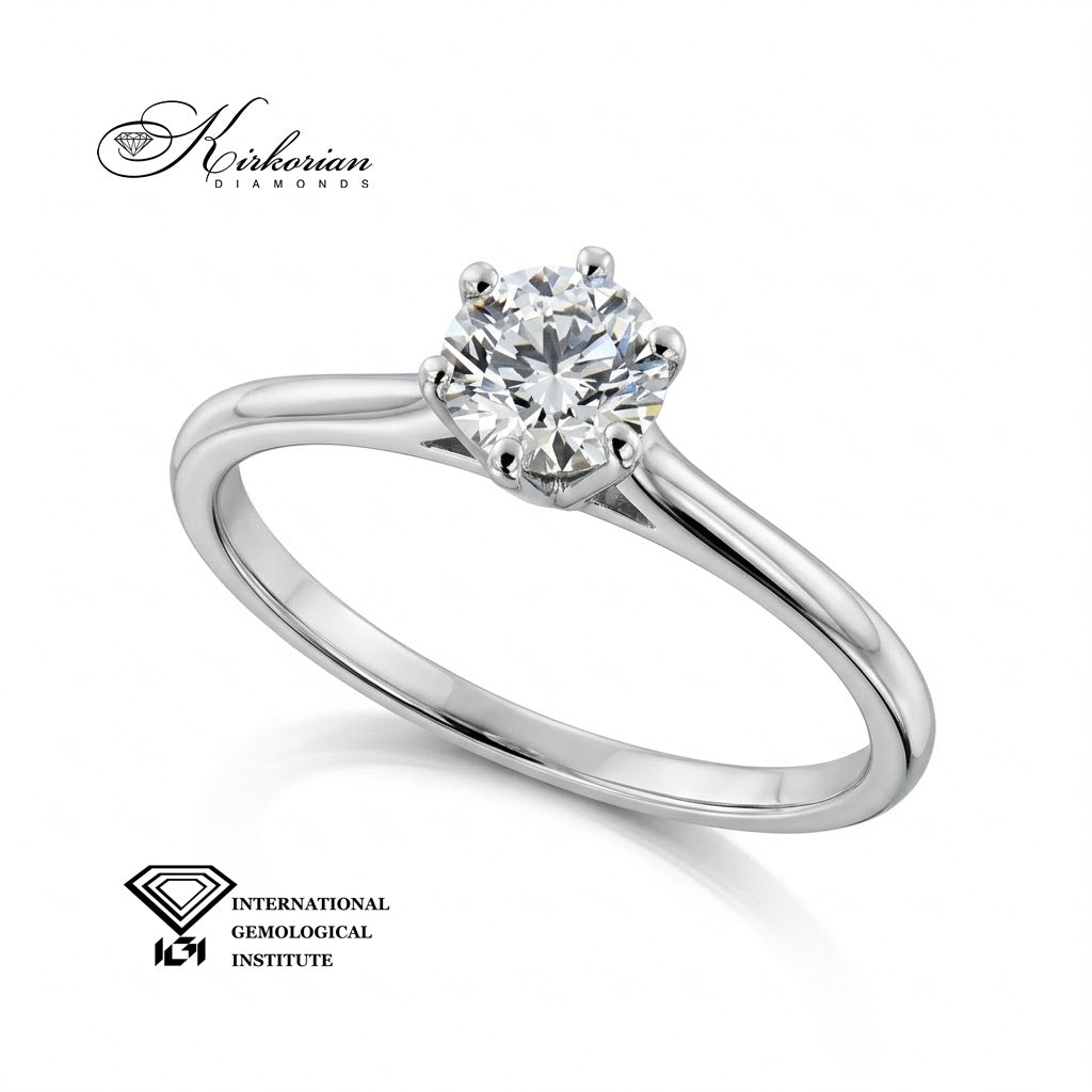 Годежен пръстен от бяло злато 14К с лабораторен диамант 0.50 ct D/VVS1 и сертификат IGI – LG631