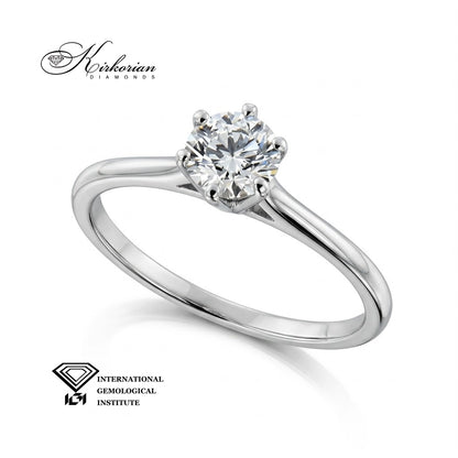 Годежен пръстен от бяло злато 14К с лабораторен диамант 0.50 ct D/VVS1 и сертификат IGI – LG631