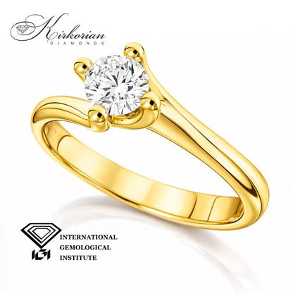 Годежен пръстен с лабораторно отгледан диамант 0.51 ct D-VVS1 IGI сертификат – жълто злато 14К