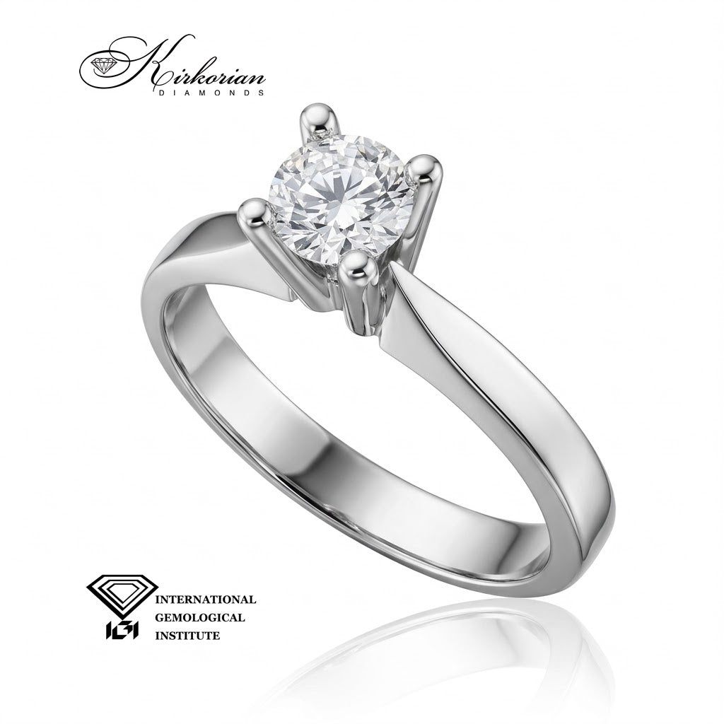 Солитер от бяло злато 14К с лабораторен диамант 0.50 ct – перспективен изглед