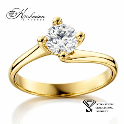 Лабораторно създаден диамант 1.04 карата D VVS1 IGI в годежен пръстен от жълто злато 14К модел LG650A