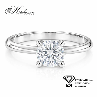Годежен пръстен от бяло злато 14К с лабораторен диамант 0.50 ct IGI D/VVS2 – цени от производител