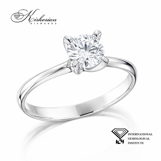 Годежен пръстен от бяло злато 14К с лабораторен диамант 0.50 ct IGI D/VVS2 – цени от производител