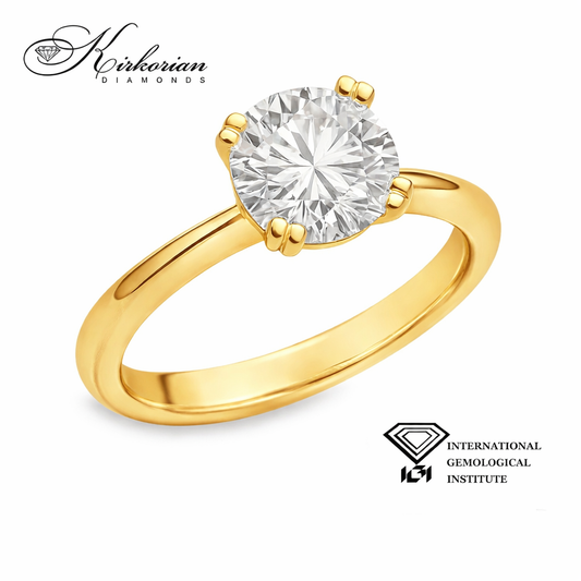 Годежен пръстен с лабораторен диамант 1.50 ct кръгъл – страничен изглед
