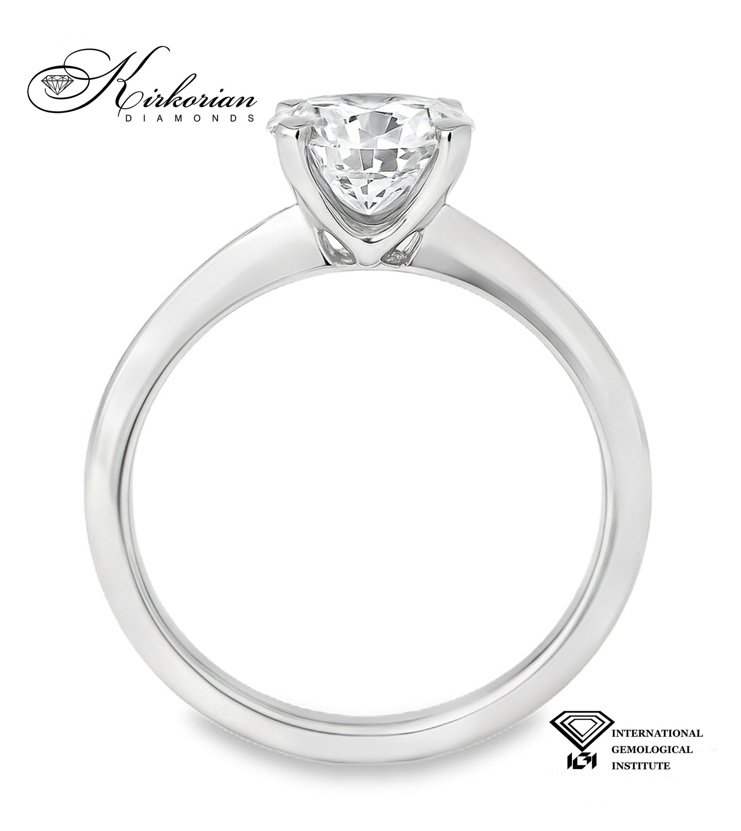Елегантен годежен пръстен с 1.50ct лабораторен диамант IGI | 14K бяло злато