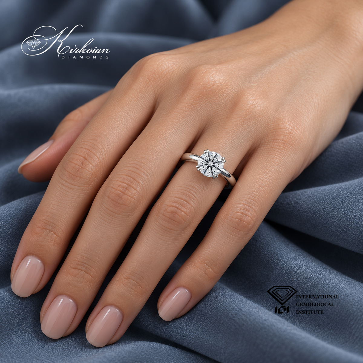 Годежен пръстен LGK651 с диамант 1,50 ct, показан върху ръка