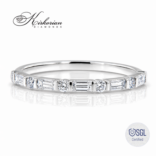 Луксозна diamond wedding band халка с естествени baguette диаманти