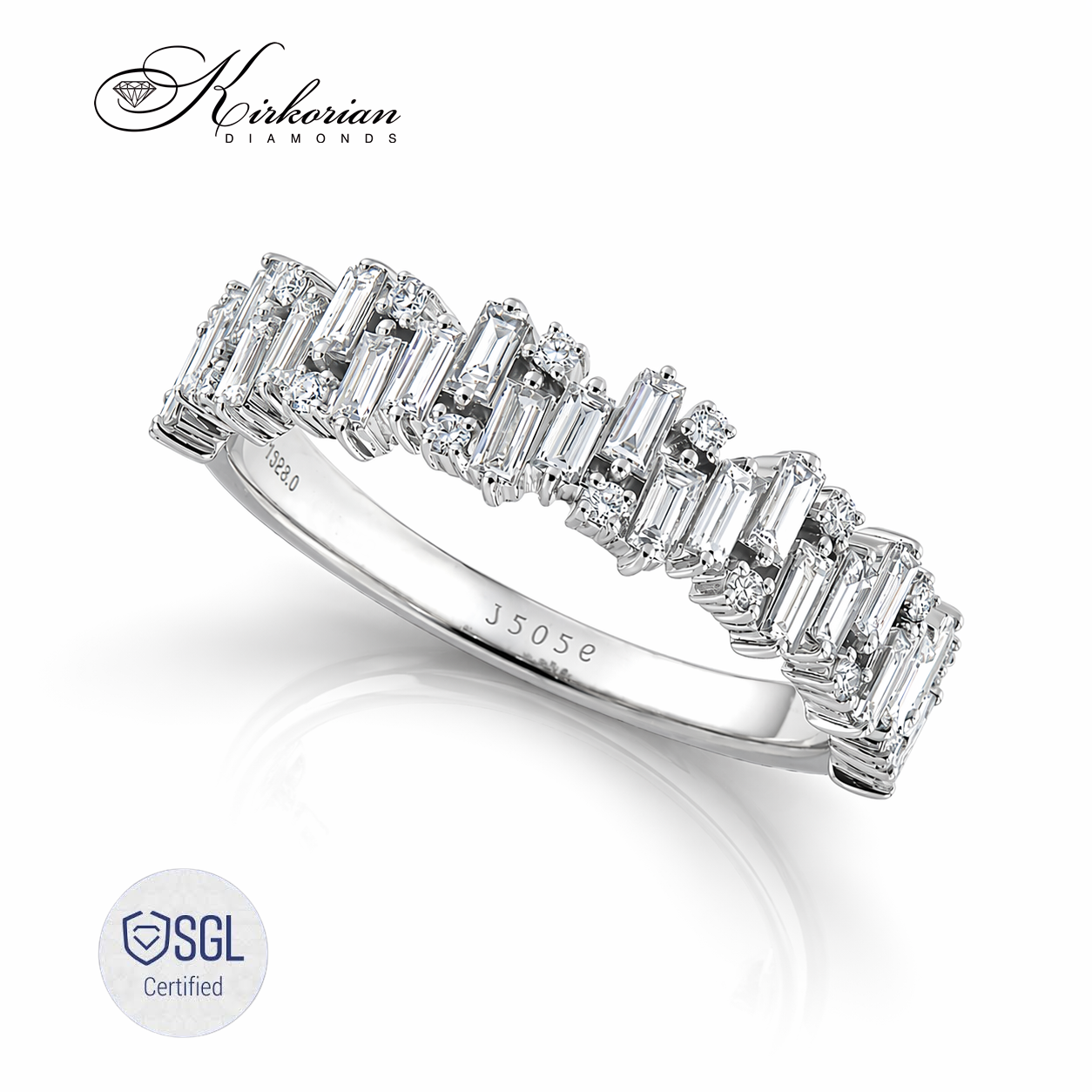 Брачна халка с естествени диаманти Round Brilliant и Baguette от KIRKORIAN DIAMONDS