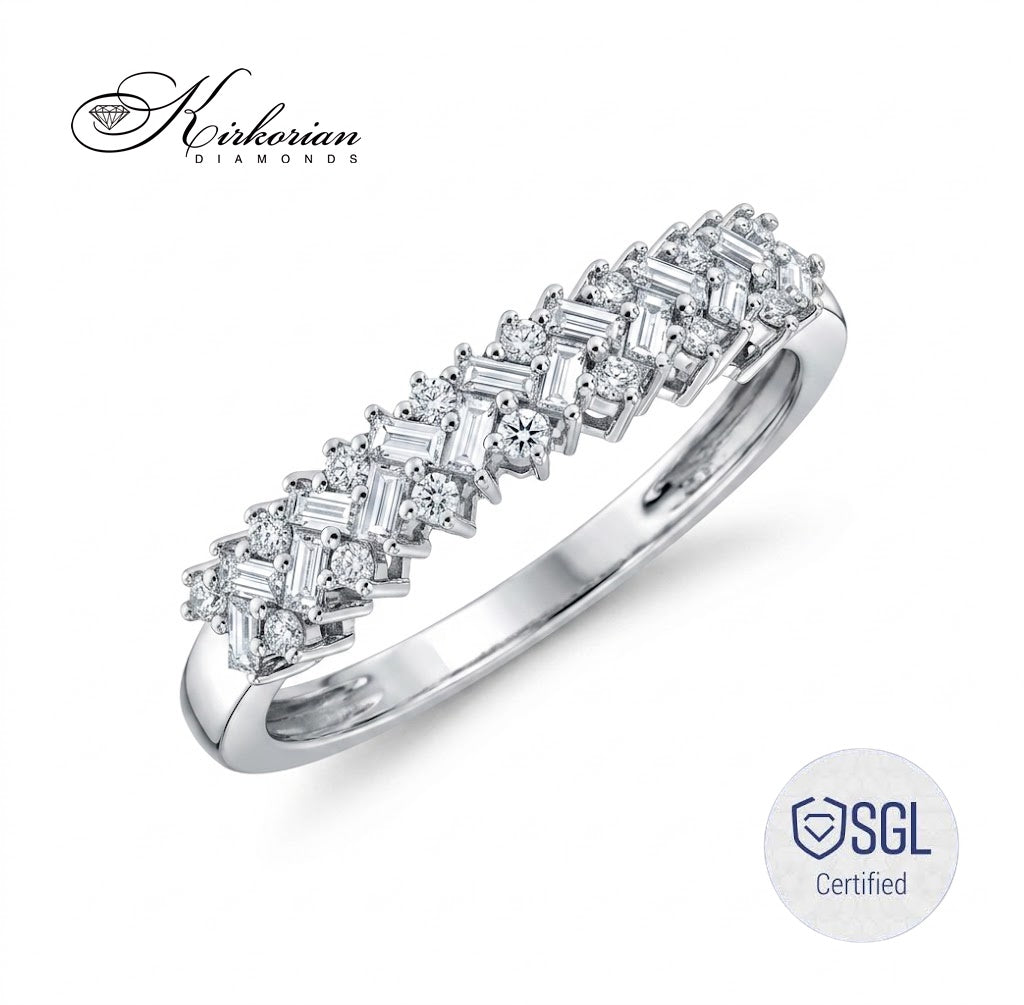 Luxury diamond band with baguette and brilliant cut diamonds