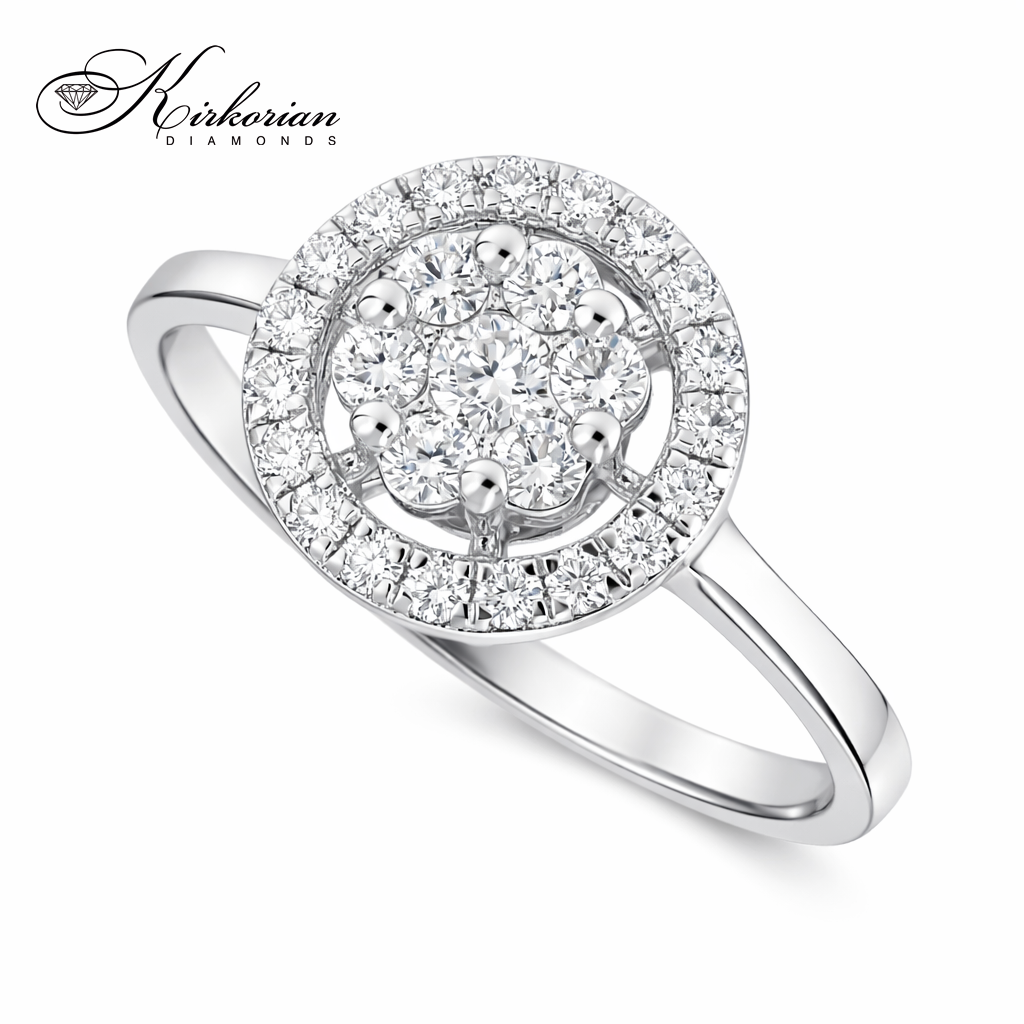 луксозен диамантен пръстен 0.45 ct halo