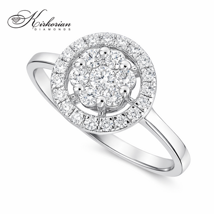 луксозен диамантен пръстен 0.45 ct halo
