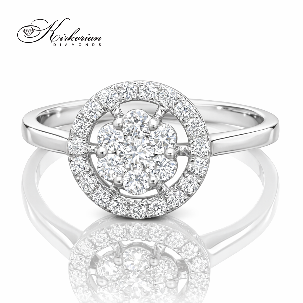 луксозен годежен пръстен halo дизайн с диаманти