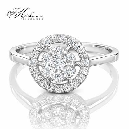 луксозен годежен пръстен halo дизайн с диаманти