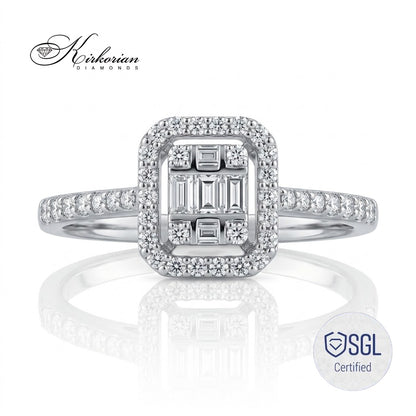 Сертифициран геометричен годежен пръстен с естествени диаманти 0.36 ct