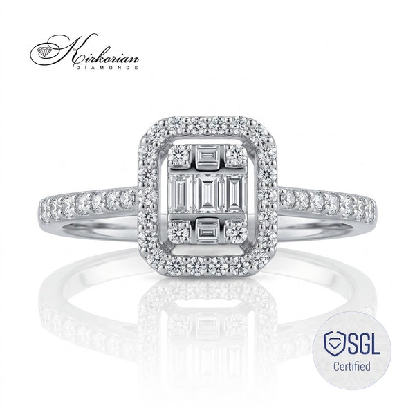 Годежен пръстен с багетни и кръгли диаманти 0.36 ct – LR1575AF
