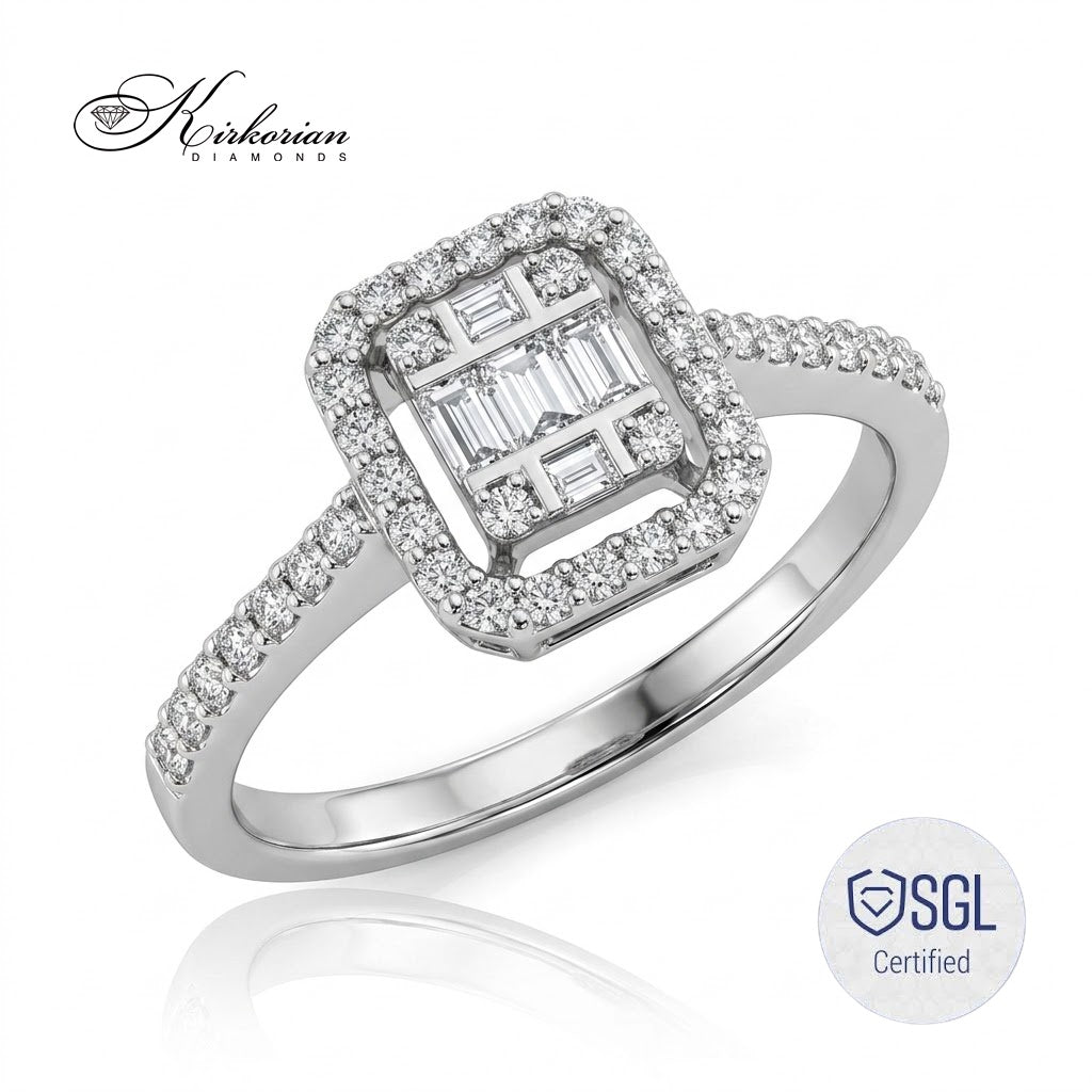 Годежен пръстен с багетни и кръгли диаманти 0.36 ct – LR1575AF