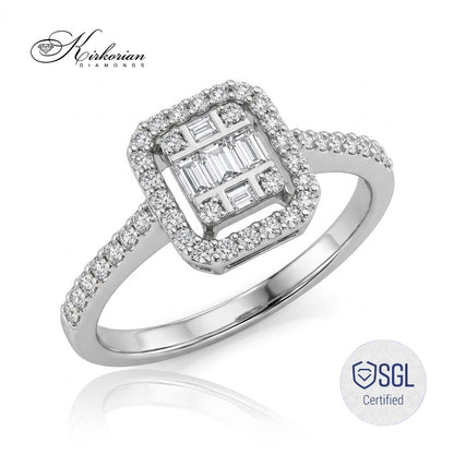 Годежен пръстен с багетни и кръгли диаманти 0.36 ct – LR1575AF