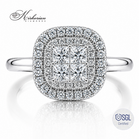 Луксозен годежен пръстен от бяло злато 14К с диаманти 0.40 ct F VS SGL сертификат LR2094