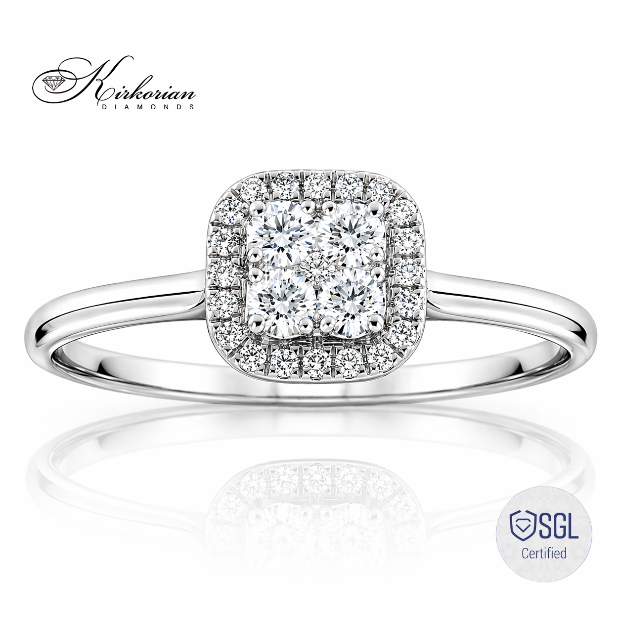 Годежен пръстен от бяло злато 14К с диаманти 0.25 ct F/G VS SGL LR2095