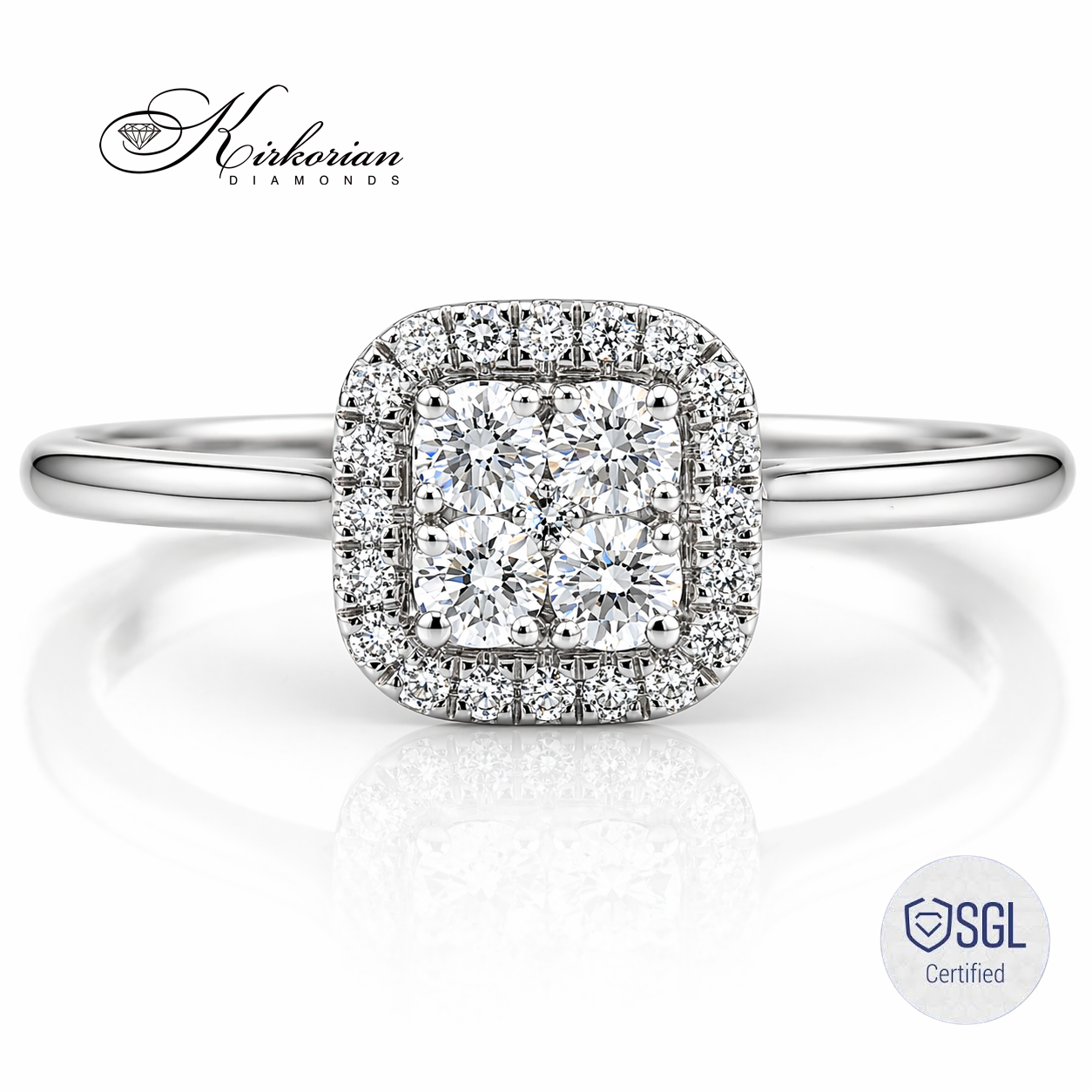 Пръстен с естествени диаманти 0.25 ct и бяло злато 14К модел LR2095