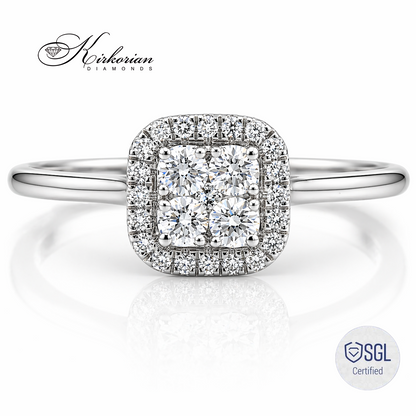 Пръстен с естествени диаманти 0.25 ct и бяло злато 14К модел LR2095