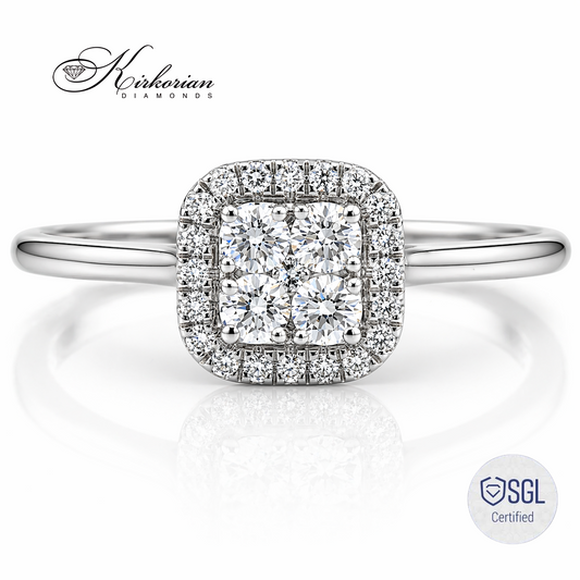 Пръстен с естествени диаманти 0.25 ct и бяло злато 14К модел LR2095