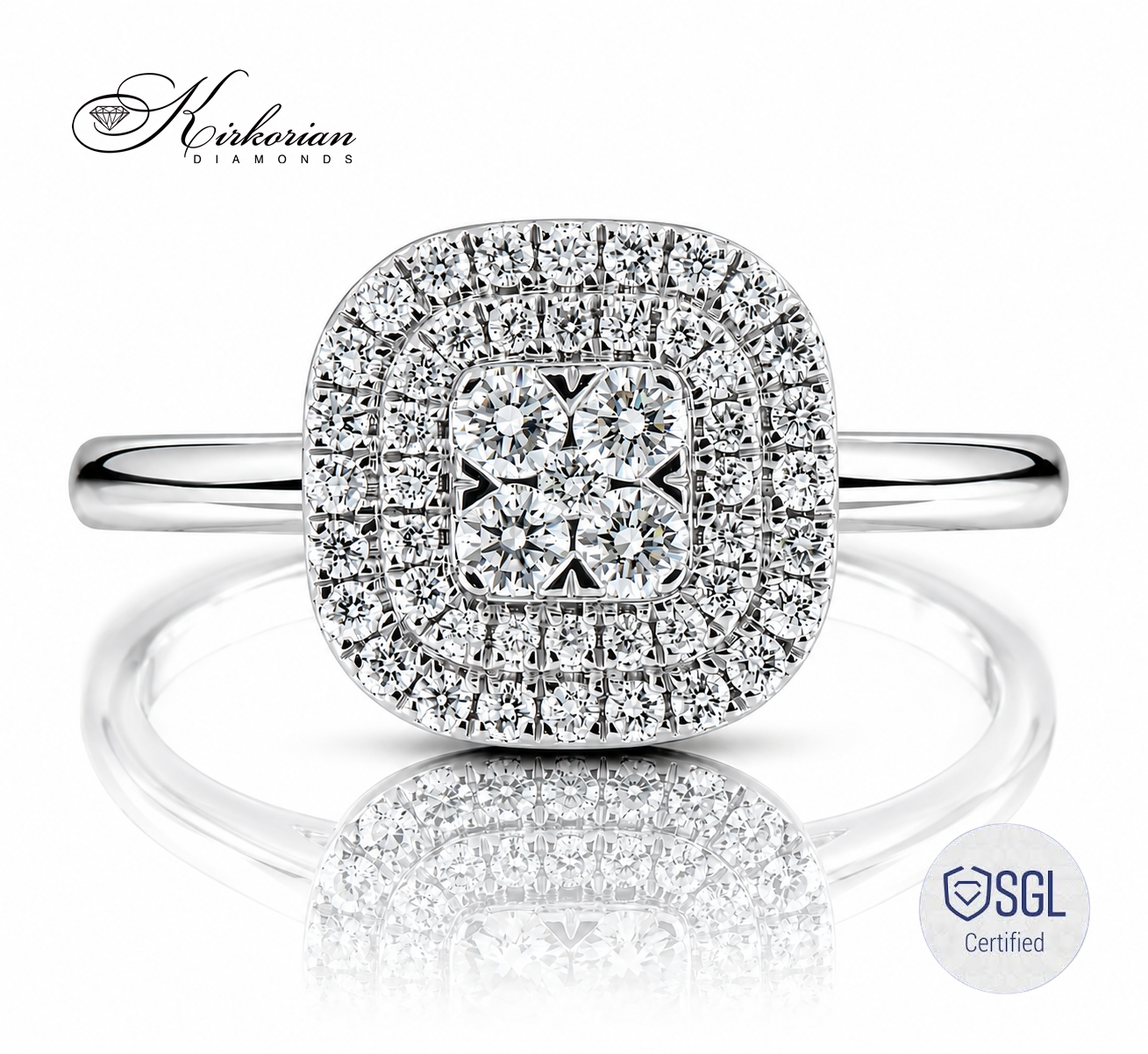 Годежен пръстен с естествени диаманти 0.38 ct от бяло злато 14K LR2607