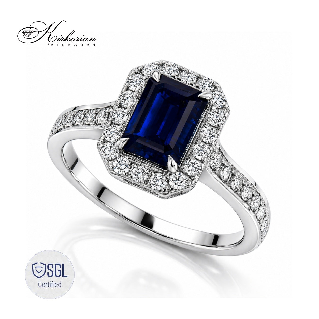 Луксозен sapphire halo ring с естествени диаманти