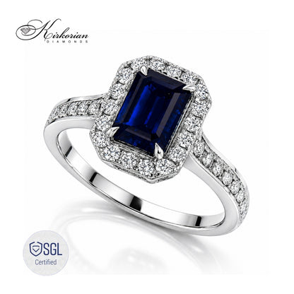 Луксозен sapphire halo ring с естествени диаманти