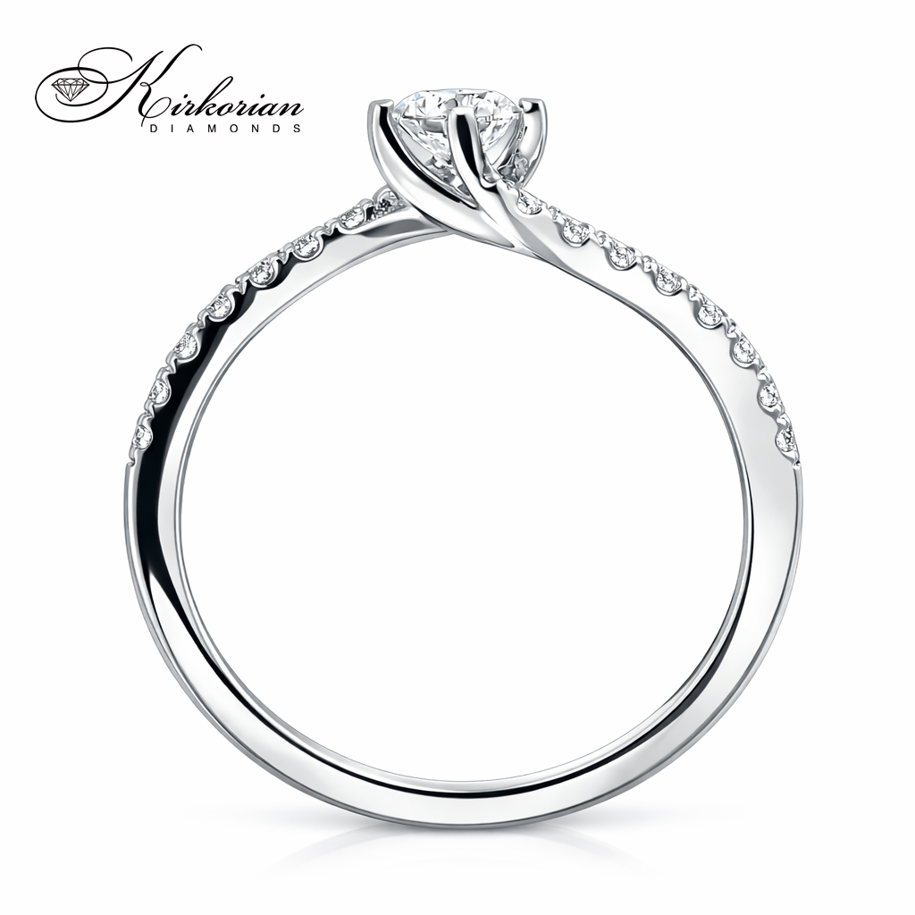 диамантен годежен пръстен бяло злато 14к