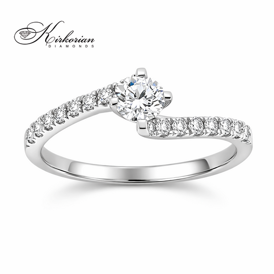 годежен пръстен с диамант 0.46 ct бяло злато 14к kirkorian diamonds LR3542