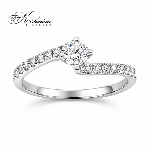 Годежен пръстен с диамант 0.46 ct от бяло злато 14К – естествени диаманти F/G VS-SI модел LR3542