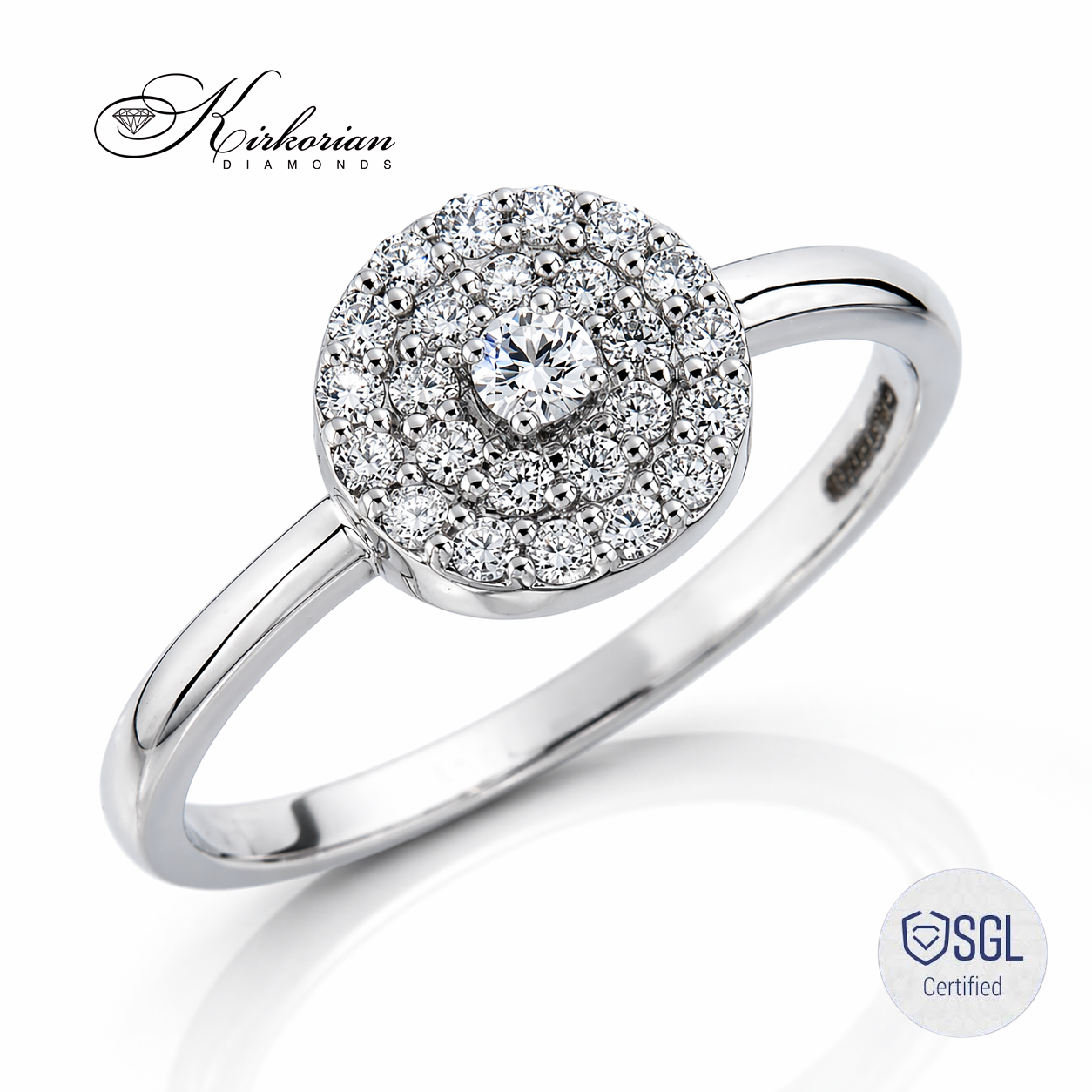 Луксозен пръстен от бяло злато 14К с диаманти 0.29 ct halo дизайн LR3573