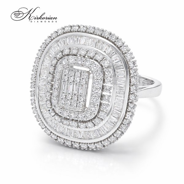 Луксозен пръстен с диаманти 1.60 ct от бяло злато 14К – естествени диаманти F/G VS-SI модел LR3631