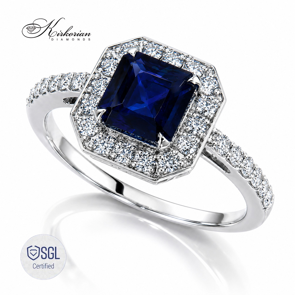 Луксозен sapphire halo ring с естествени диаманти