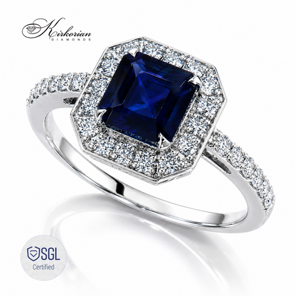 Луксозен sapphire halo ring с естествени диаманти