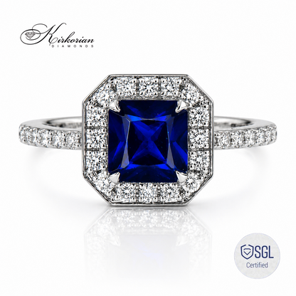 Луксозен sapphire halo ring с естествени диаманти