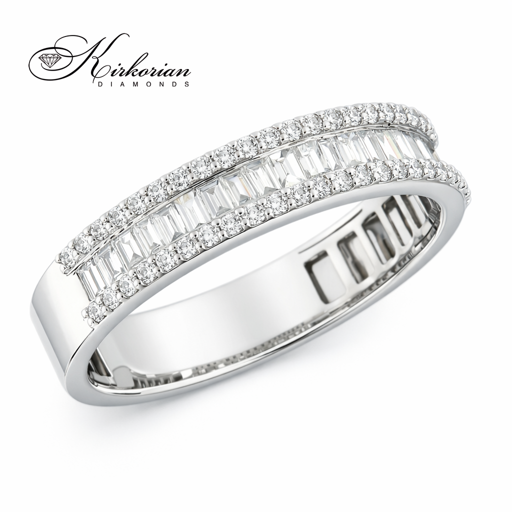 луксозна халка с багет диаманти и кръгли диаманти