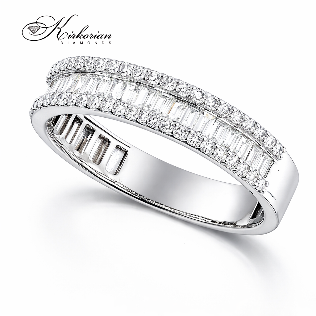 диамантена халка бяло злато 14к baguette diamonds