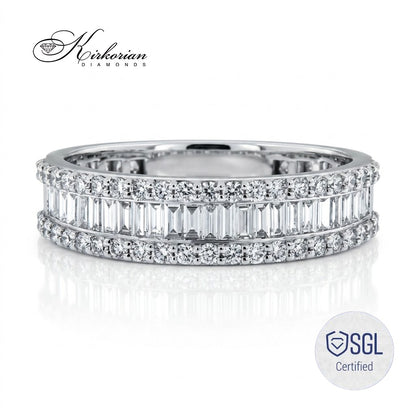 Диамантена халка от бяло злато с багетни и кръгли диаманти 0.66 ct – LR4365AF