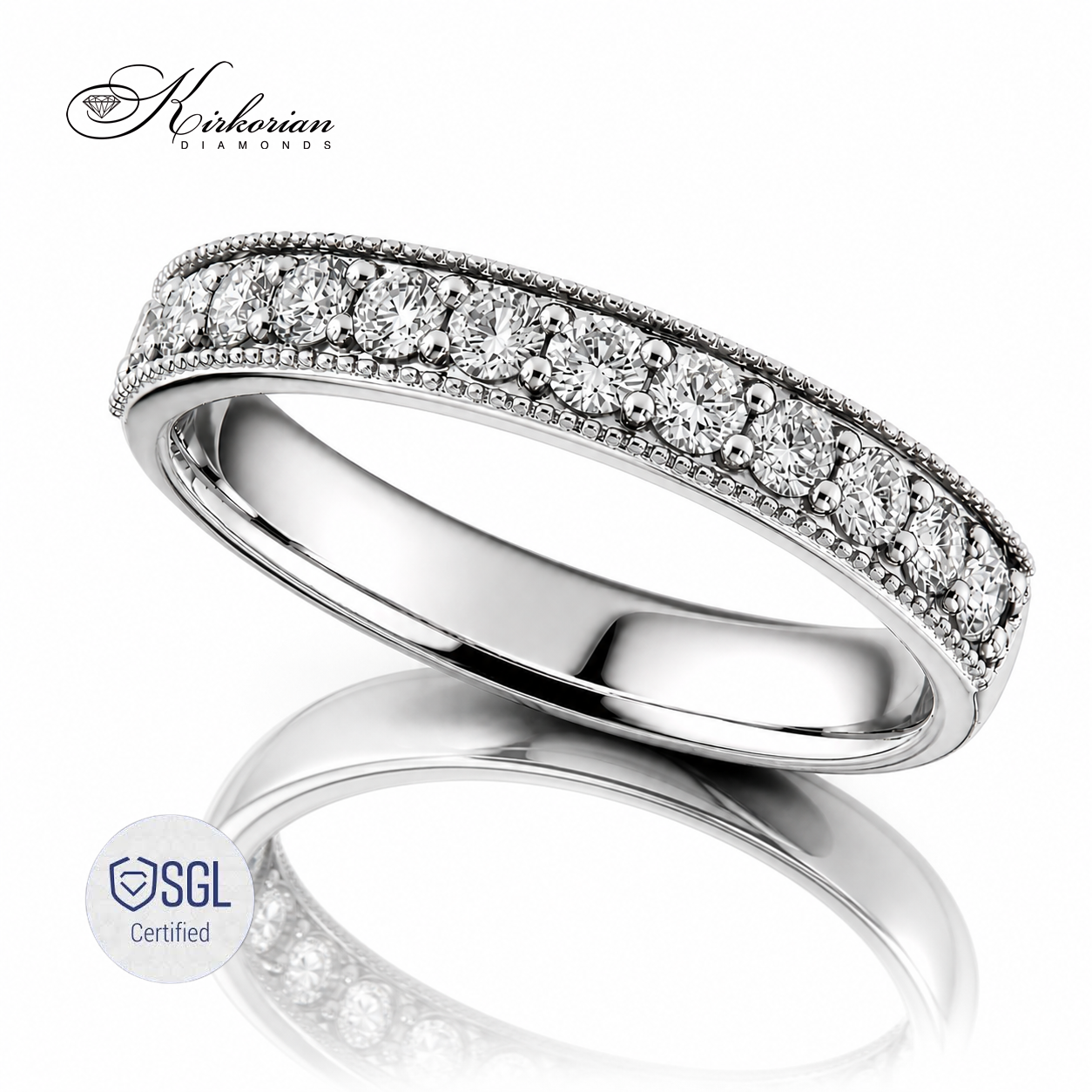 Дамска брачна халка с диаманти от бяло злато 585 от KIRKORIAN DIAMONDS