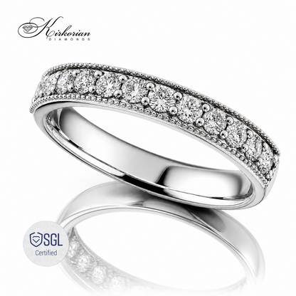 Дамска брачна халка с диаманти от бяло злато 585 от KIRKORIAN DIAMONDS