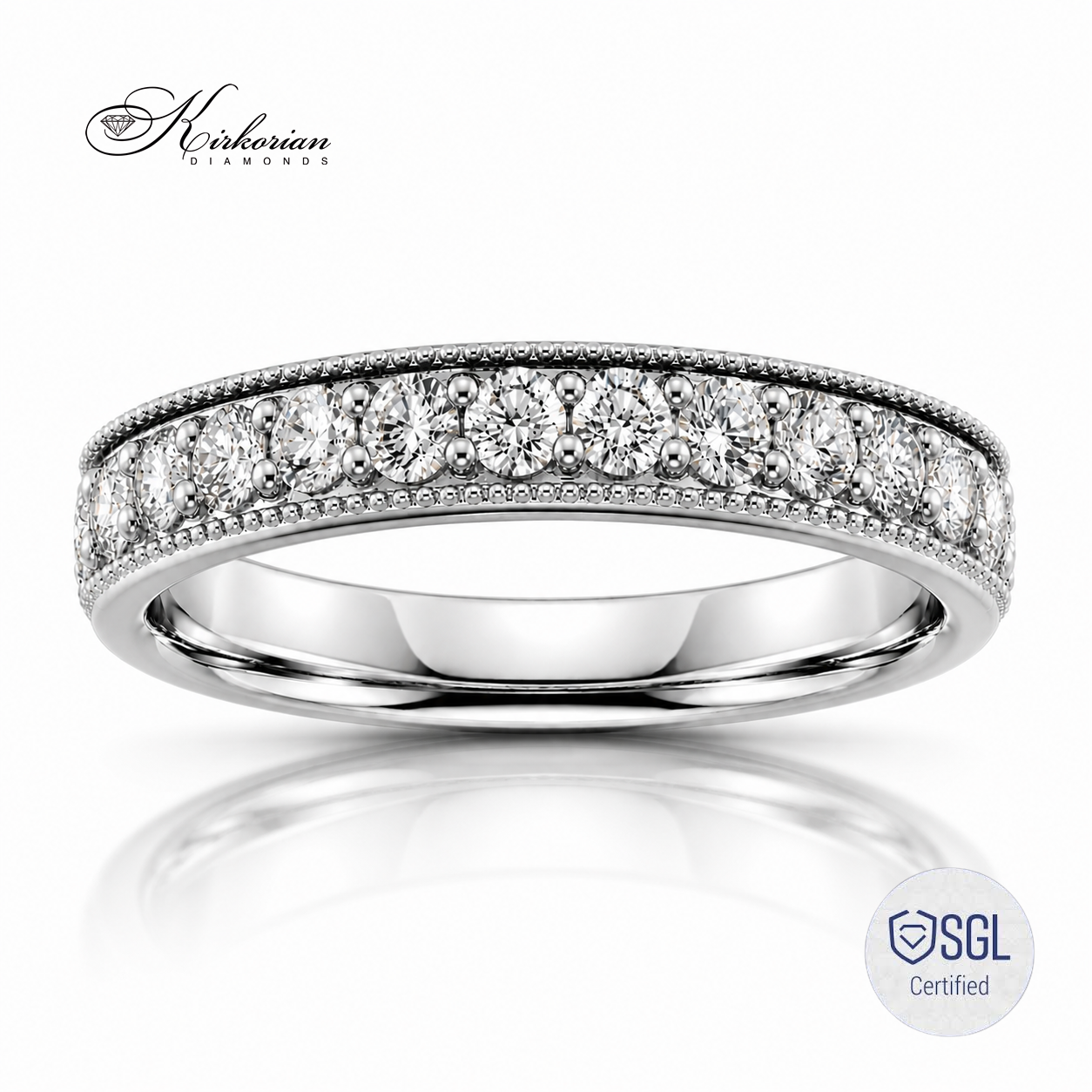 Брачна халка от бяло злато 14К с естествени диаманти 0.47 ct модел LR4615EB
