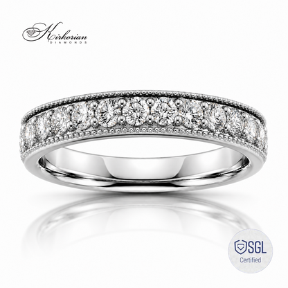 Брачна халка от бяло злато 14К с естествени диаманти 0.47 ct модел LR4615EB