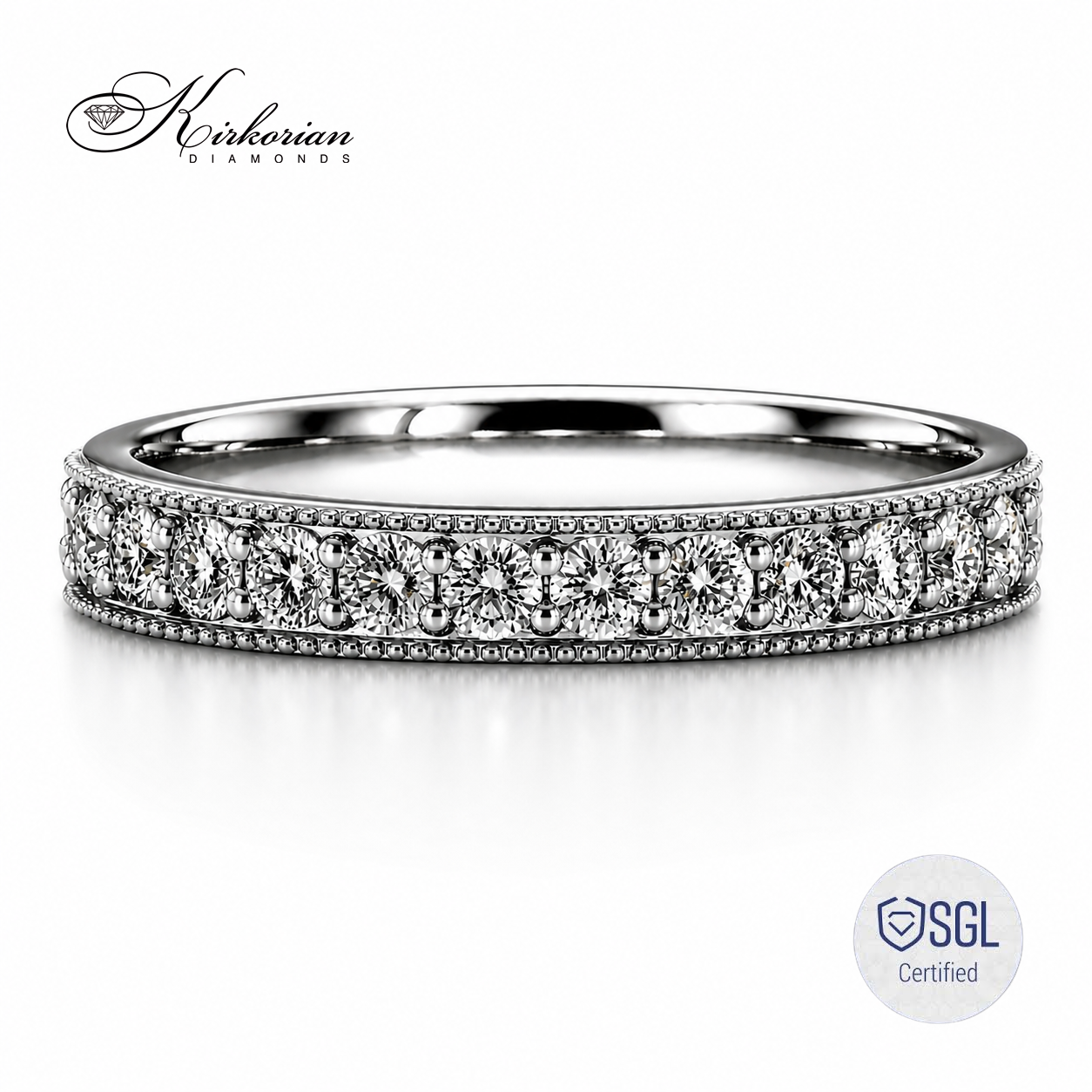 Луксозна vintage diamond wedding band халка с Round Brilliant диаманти
