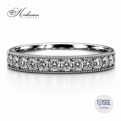 Луксозна vintage diamond wedding band халка с Round Brilliant диаманти